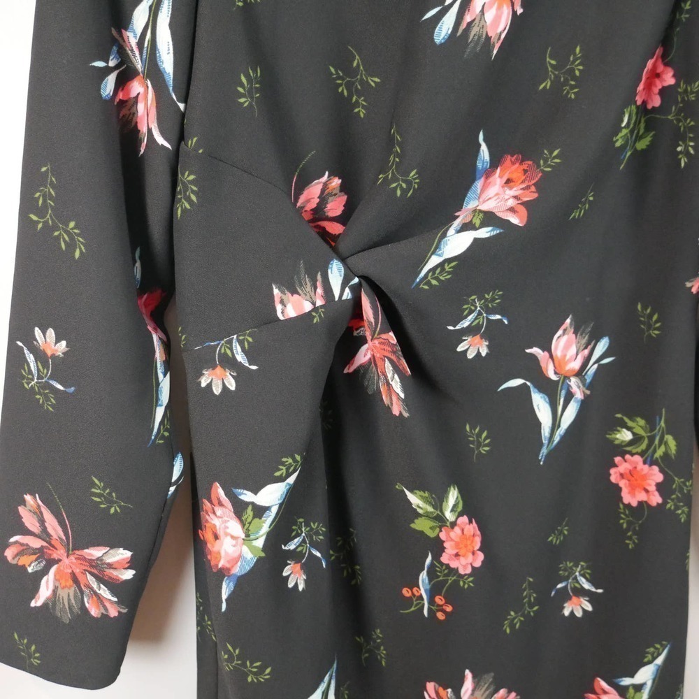 Ann Taylor NWT Garden Floral Black Knotted Shift Dress Size 4 Tall - Picture 4 of 8